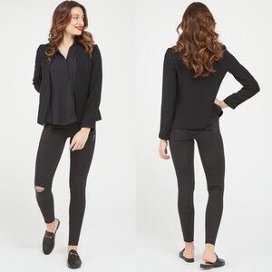 𝅺SPANX Vintage Black Distressed Ankle Skinny Pullon Leggings Size Medium